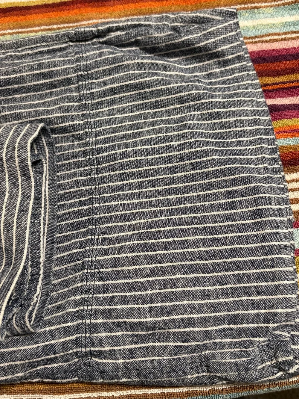 Banana Republic Navy and White Pinstripe Wide Legged Linen Blend Pants